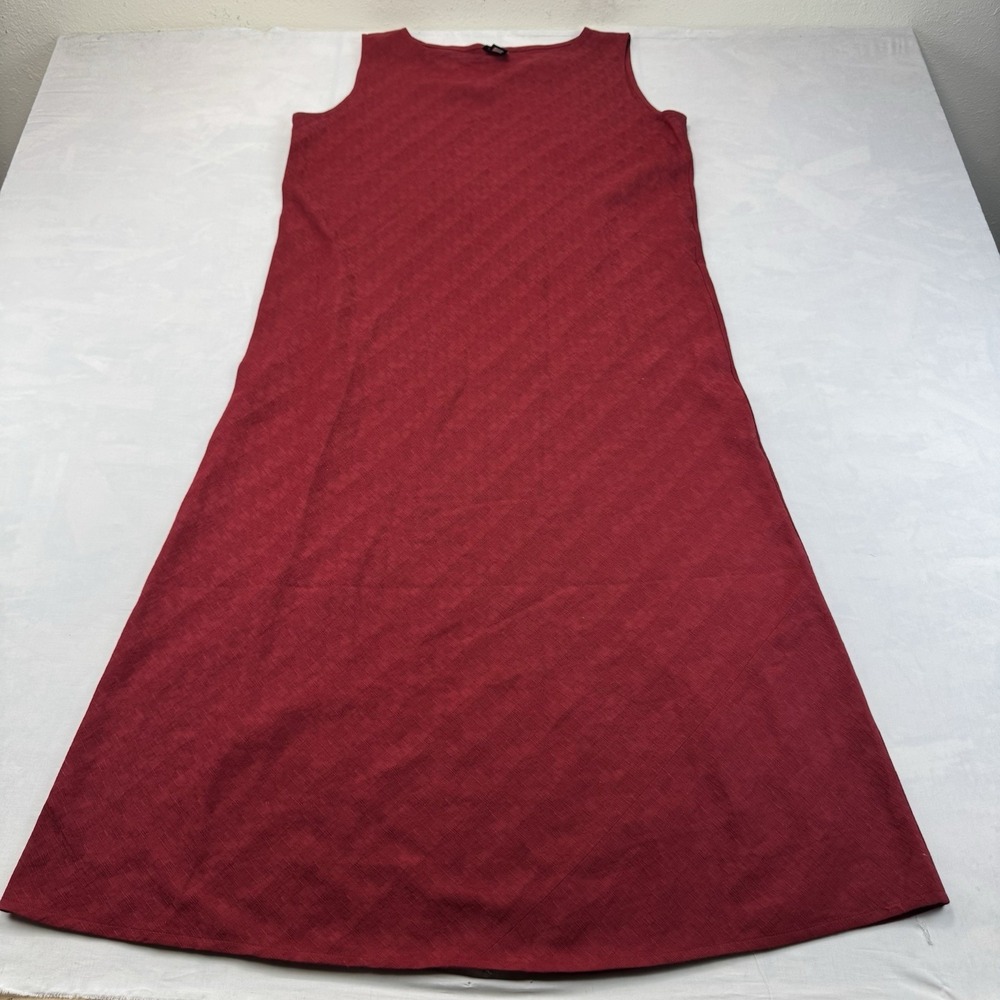 Eileen Fisher M Rust Burgundy Sleeveless A-Line Maxi Dress